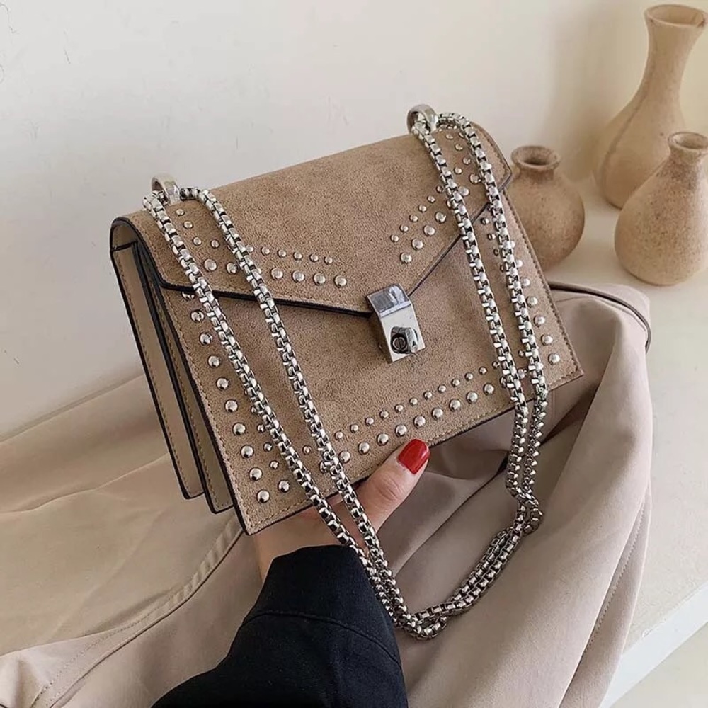 Suede chain luxury handbag
